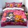 Cartoon Cat and Mouse Pink Bedding Set Bedding Set (1 Duvet Cover, 2 Pillowcases, Duvet Not Included)