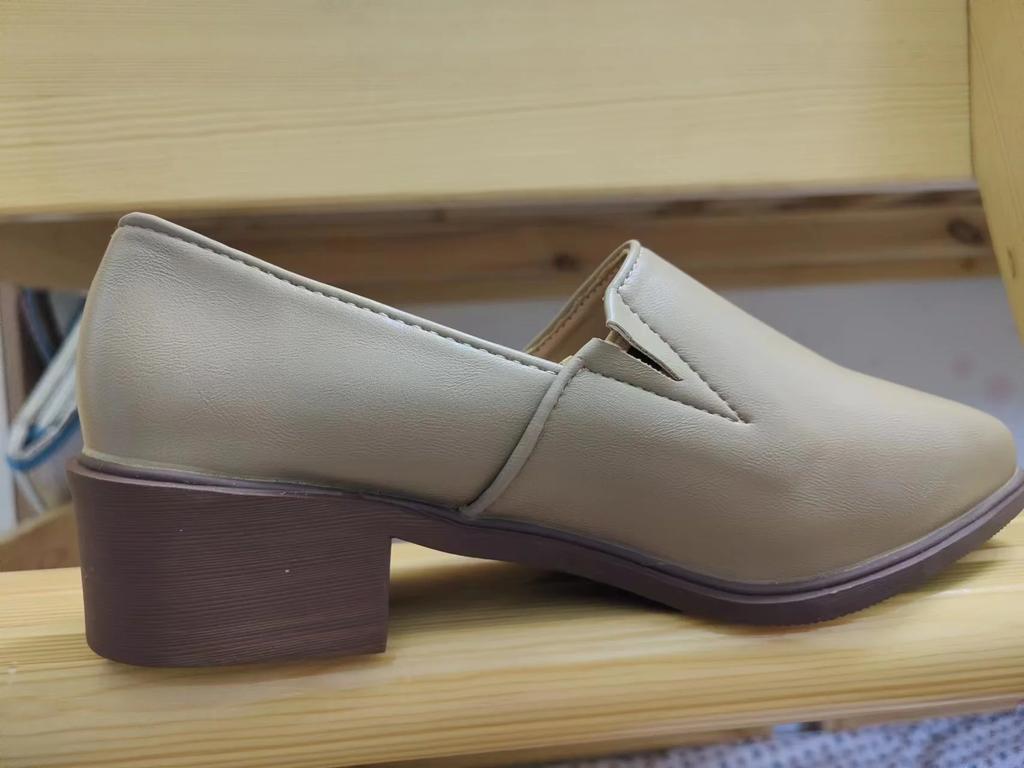 Fashion Single-shoe Girls Spring and Autumn New Thick-heeled Pointy Retro Small Leather Shoes Women's Shoes With