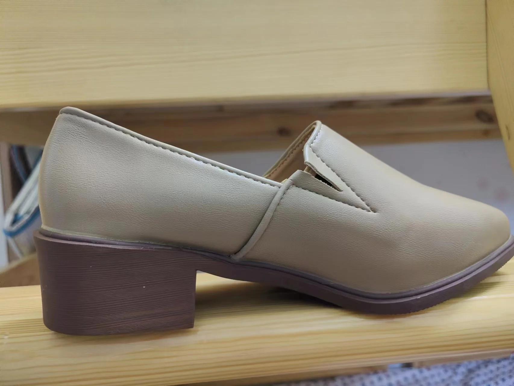 

Модные туфли-лодочки для девочек, весна-осень, новые, на толстом каблуке, с острым носком, ретро, маленькие кожаные туфли, женская обувь с 35 абрикосовый