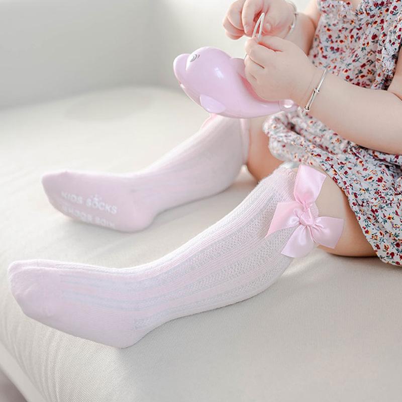 Girls Big Bow Knee High Long Soft New Kids Socks Toddlers Cotton Lace Baby Socks Kids Kniekousen Meisje Dropshipping Girls Socks