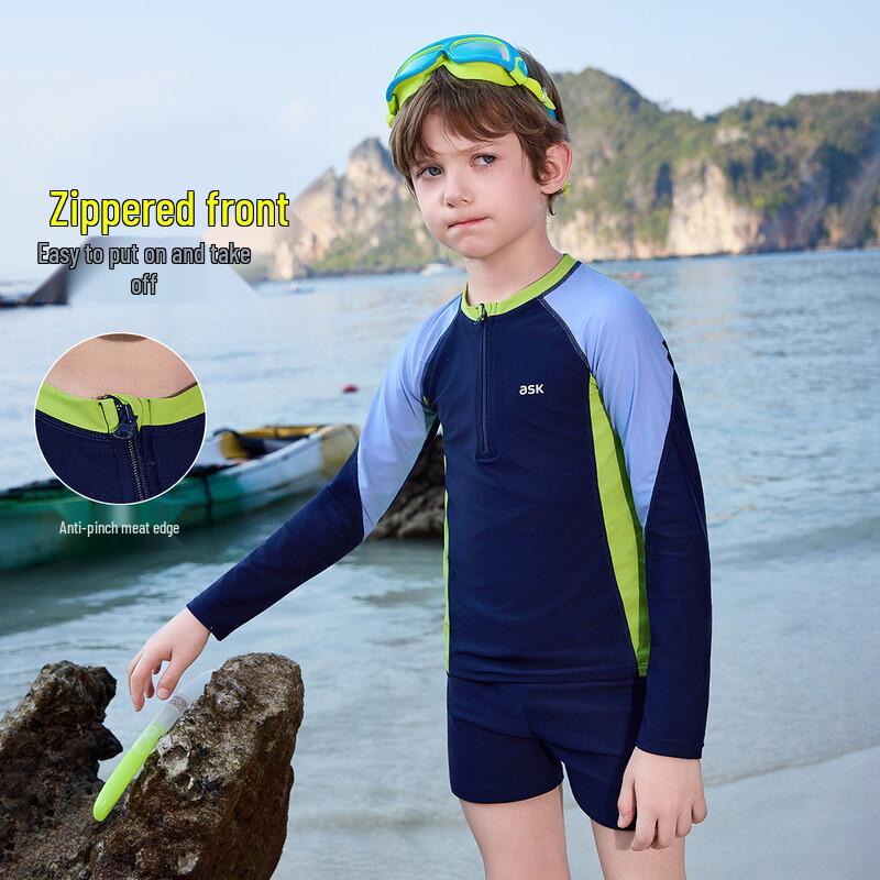 

ASK JUNIOR Boys Long-Sleeve Split Swimsuit Set 120