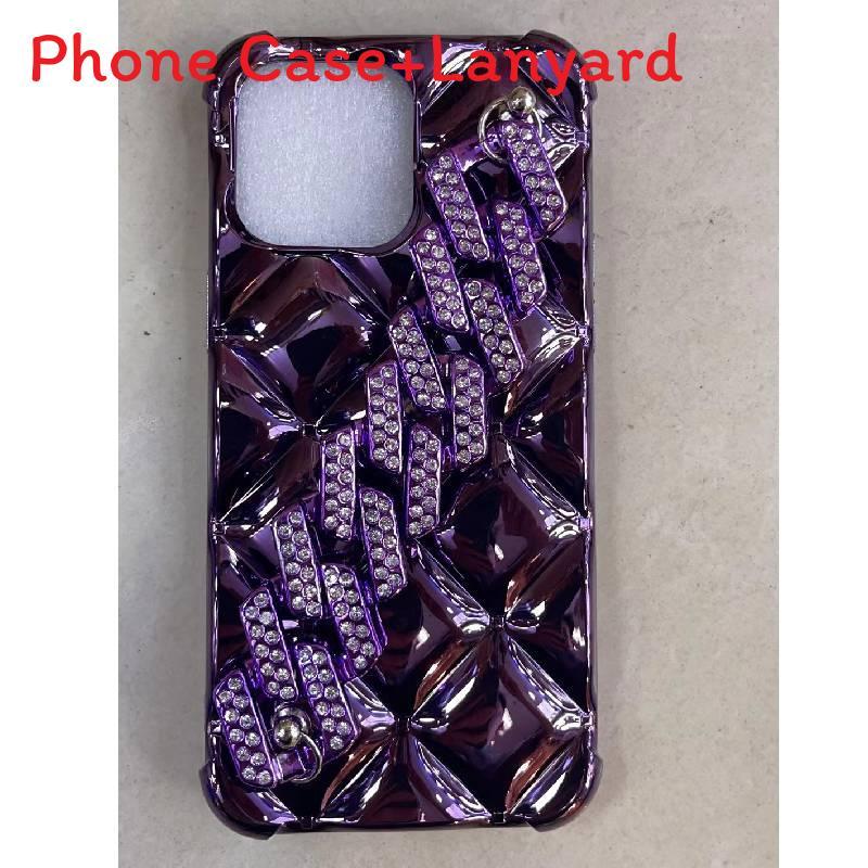 

Luxury Chain Tpu Case With Sparkling Diamonds And Electroplated Finish For Fashionable Protection iPhone 16e фіолетовий