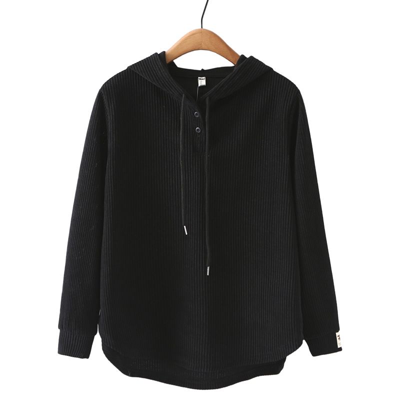 Plus Size Women's Hooded Sweater Spring and Autumn Style Western Style Age-reducing T-shirt Covering Belly Slimming Top