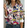 Long-sleeved Lining Women's Fashionable New Style, Retro Pop Comic Character Long-sleeved Shirt for Women