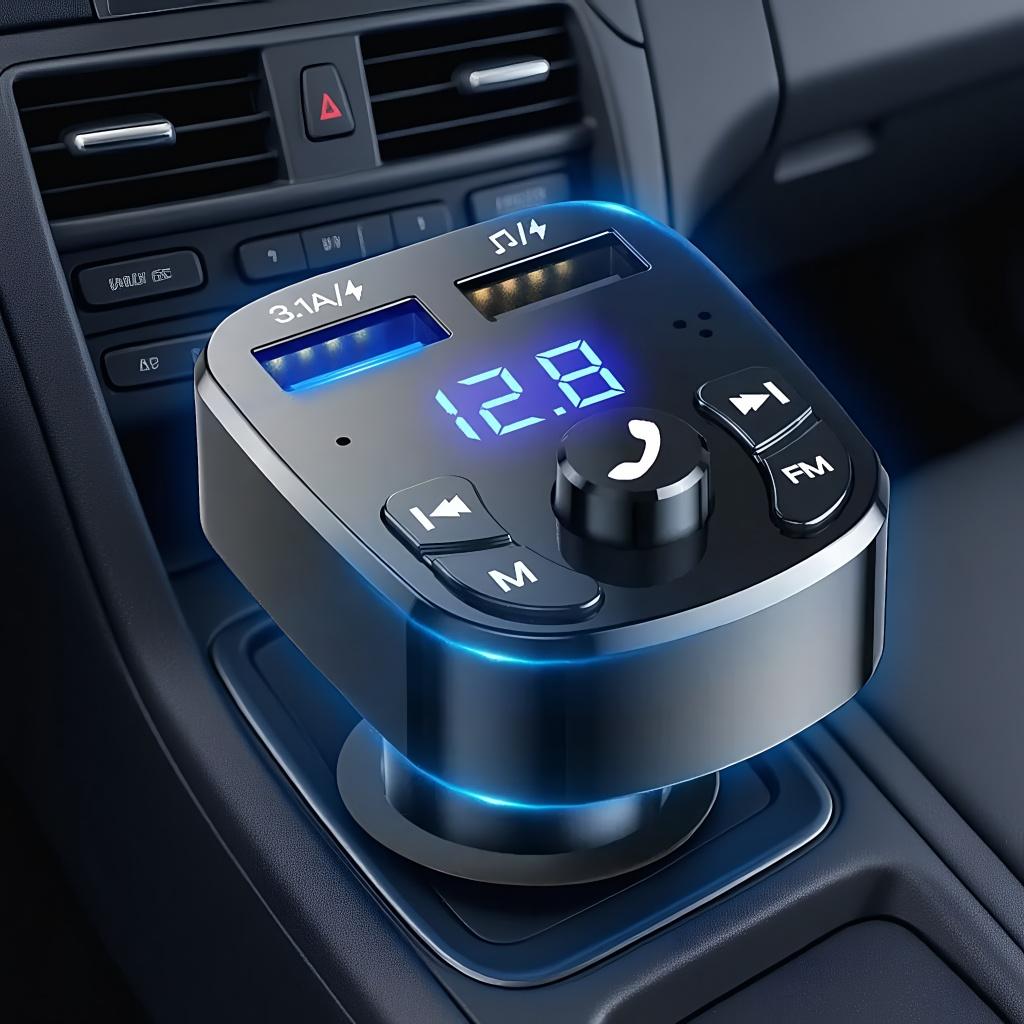 Dual USB Fast Charger & FM Bluetooth Receiver 5.0 MP3 Player for Car with Flash Drive Support