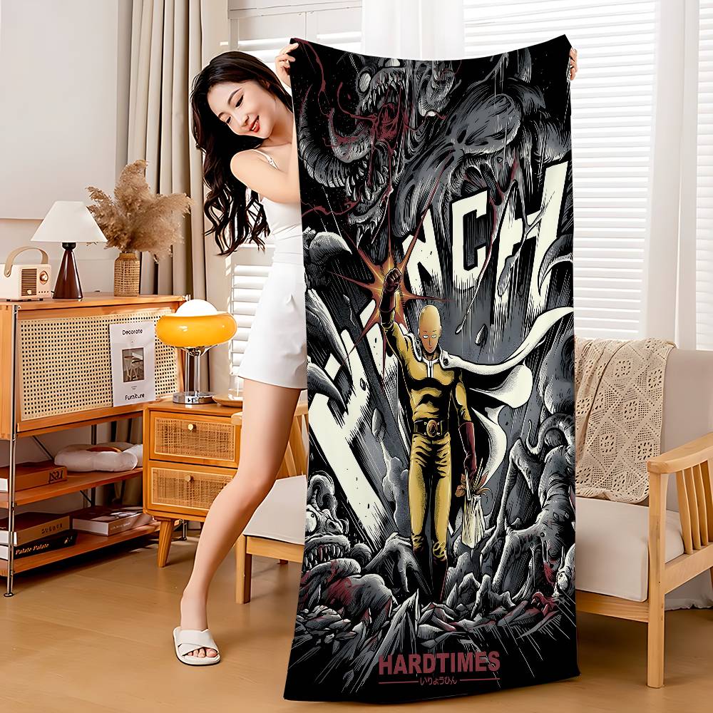 O-One-Punch Man S-Saitama Anime Beach Swimming Towel Soft Absorbent Washcloth Children's Gifts for Kids Travel Camping Gym