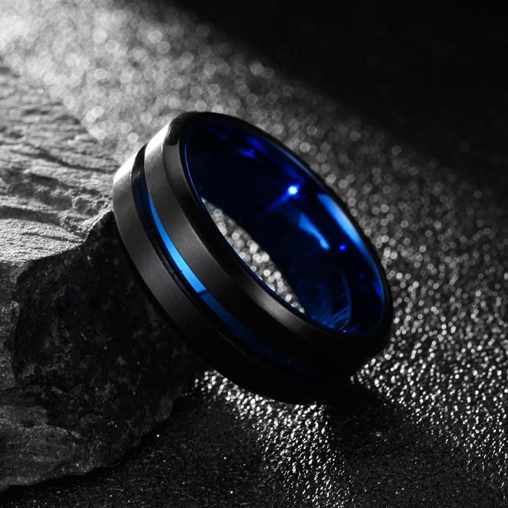 Cross Fashion Two-Color 8mm Brushed Titanium Steel Ring