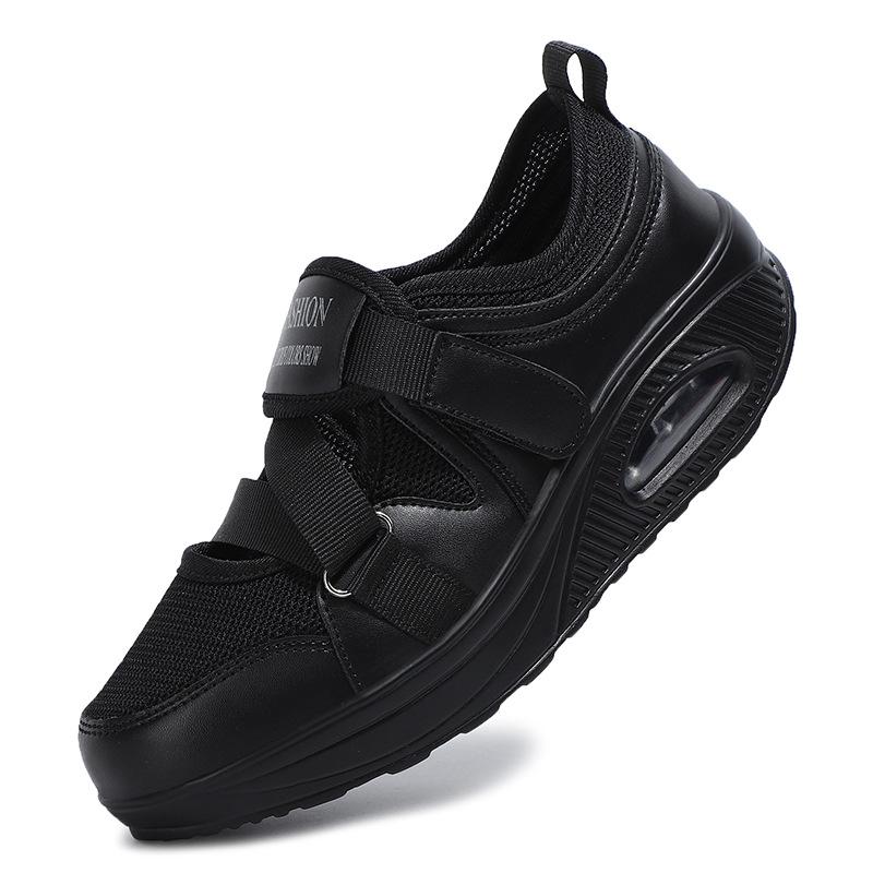 Außenhandel Damenschuhe Sportschuhe leichte weiche Sohle lila erhöhende Schuhe Plateau Rocking Schuhe Klettverschluss Schuhe Luftkissen Krankenschuhe