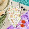 Costume da bagno intero per bambina con stampa animalier Costume da bagno per bambini Tessuto leggero e morbido Vestibilità comoda Adatto per attività estive in spiaggia e piscina