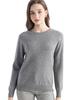 Round Neck Long Sleeve Cashmere Pullover - 2025 Women's Solid Color Knit Base Layer Sweater
