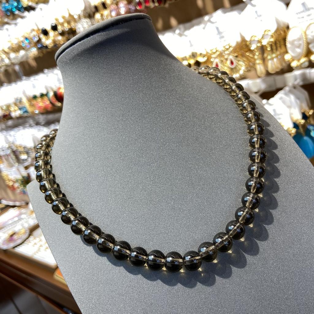 Hand-Woven Natural Crystal Beaded Necklace Obsidian Necklace Niche Quiet Luxury Fashion Ethnic Versatile Sweater Chain