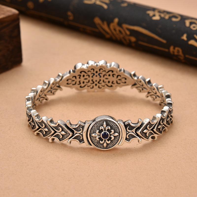 New European and American Style S925 Sterling Silver Pattern Fashion Bracelet Men's High-end Gift Temperament Versatile Jewelry