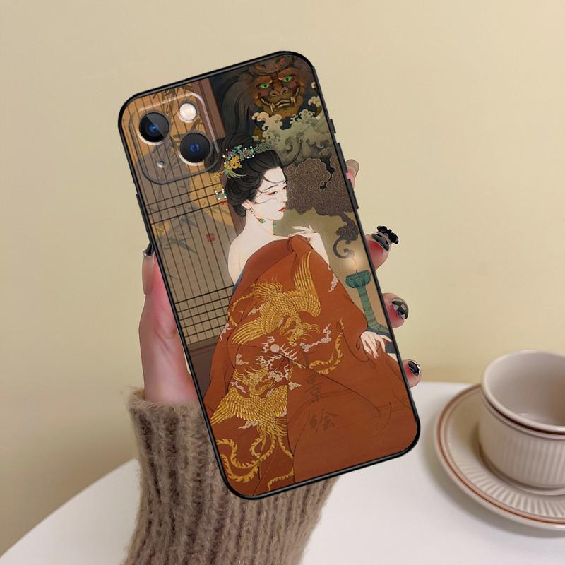 Japanese Art Kimono Tattoo Phone Case For iPhone 17 Pro Max 14 13 12 11 15 16 Pro Max Mini Plus 16e 17 Air Cover Funda