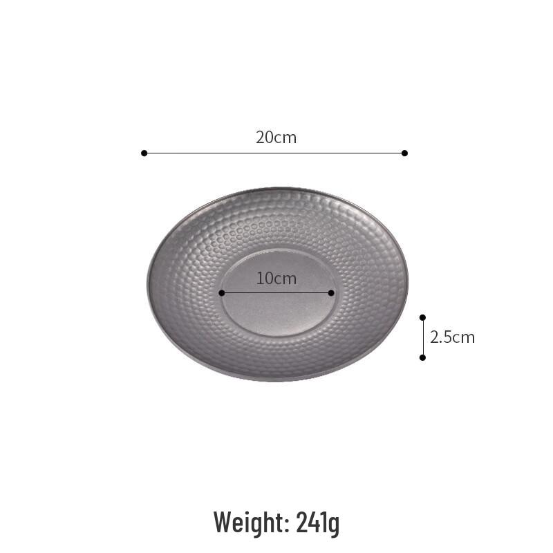 ZISIZ 20cm 304 Stainless Steel Hammered Round Fruit Plate