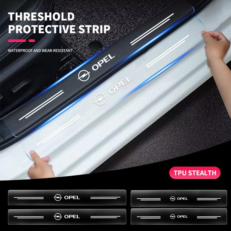 CIR1 4pcs Car Door Sill Protector Stickers Transparent Decor Decal Threshold Strip For Opel Insignia Astra J H G Corsa D Zafira B