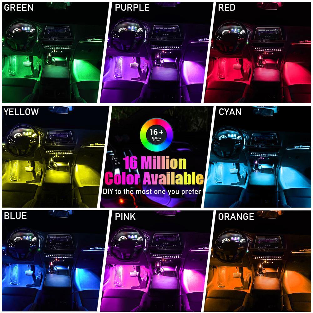 4 In 1 Car Interior Lights App Control Bluetooth-Compatible LED RGB Music Sync Ambient Lighting Kit