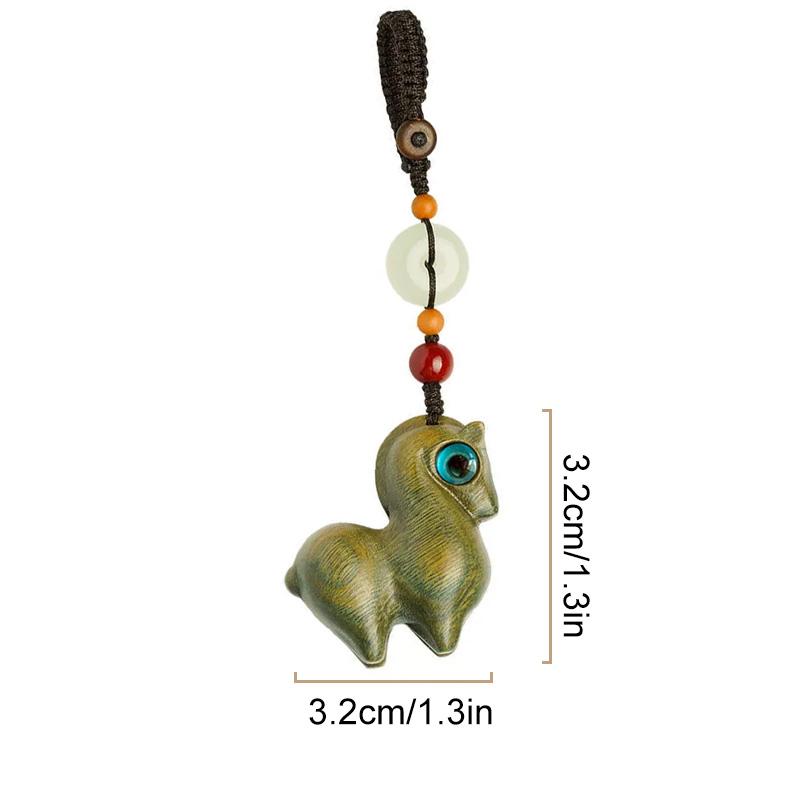 1 Pendentif Cheval Exquis Pendentif Téléphone Portable Mignon Porte-clés Voiture Cadeau Nouvel An Boucle de Jade Pendentif en Bois