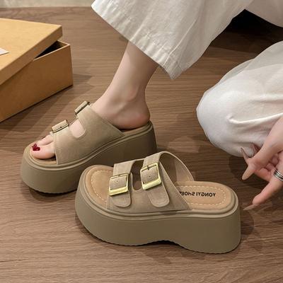 2025 neue wunderschöne einwortige Boken-Sandalen kleine Boken-Slipper Muffin-Plateau-Sandalen