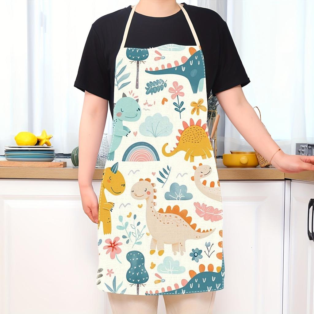 1pc Large Solid Color Background Romantic Heart Pattern Apron, Home Decoration Kitchen Wear, Sleeveless Durable Washable Unisex Cooking Apron,