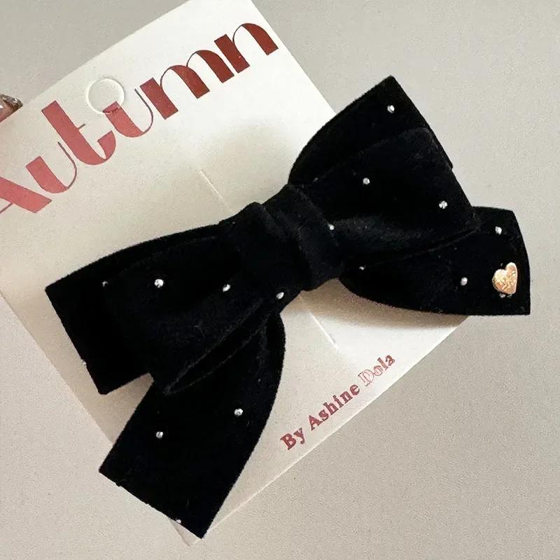 

1/2Pc Red Velvet Bow Hair Pins Alloy Heart Hair Clips For Kids Girls Pompom Barrettes Ponytail Holder Headwear Accessories Set