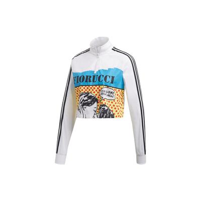 Originals X Συνεργασία Fiorucci Γραφικό Μοτίβο Μισό Φερμουάρ Ψηλός Λαιμός Κοντό Τοπ Μακρυμάνικο Γυναικεία Μπλούζα Λευκή FL4154