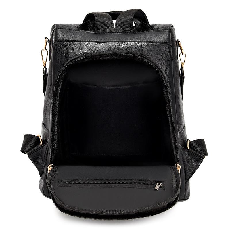 Schoolbag soft leather anti-theft backpack new fashion commuter school bag women's large capacity leisure travel backpack