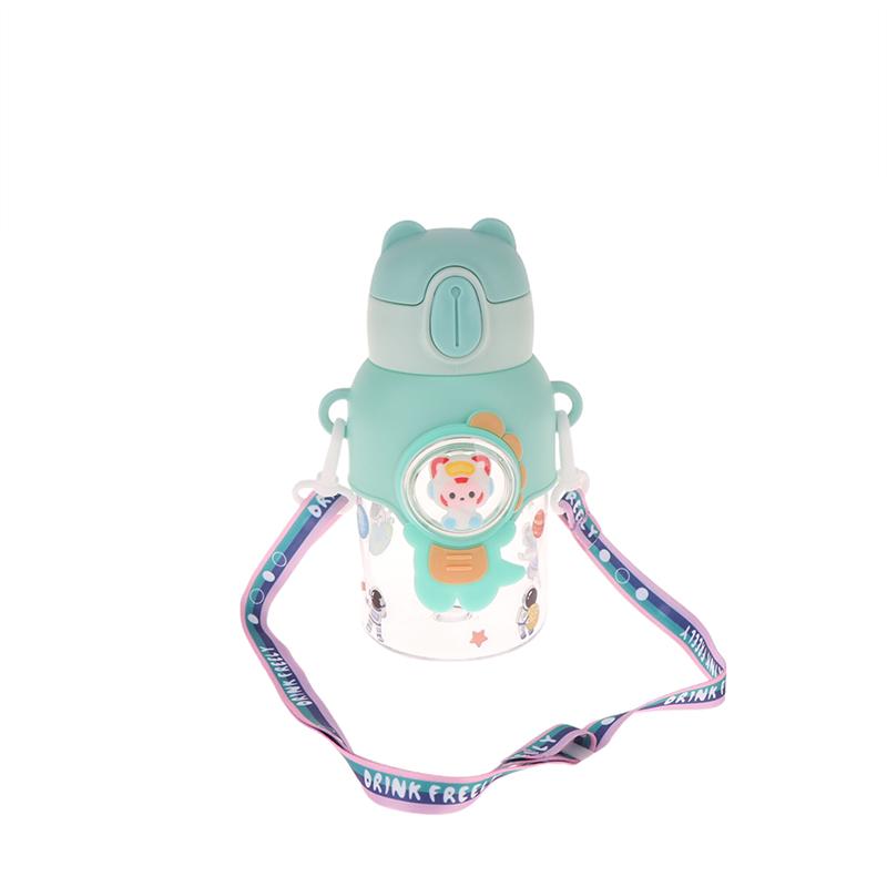 1 Piece 600Ml High-Value Fall-Proof Straw Cup Kawaii Summer Children'S Water Cup Boys And Girls Go To School Baby Kettle