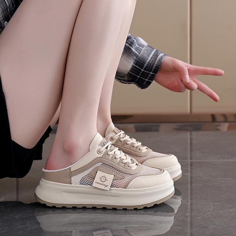 

Новые сетчатые полудраговые летние тренды 2025 года с выемкой, дышащие, с толстой подошвой, увеличивающие рост, повседневные тапочки, сандалии, обувь для скейтбординга 40 хаки