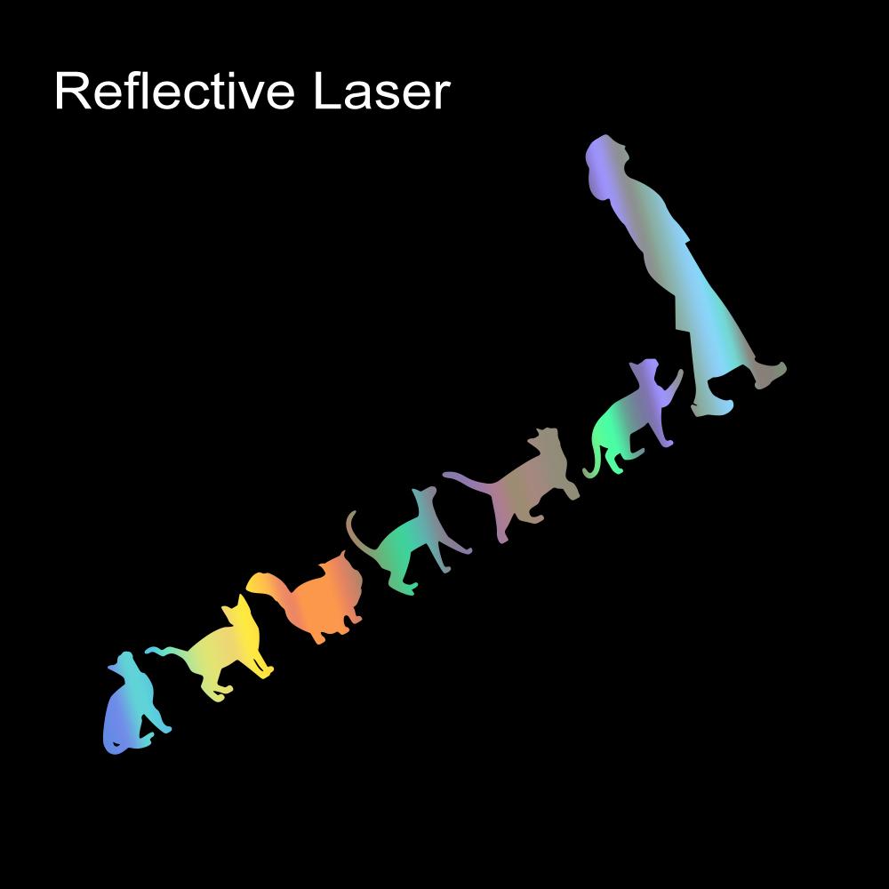 Reflective Lady Cats Follow Woman Vinyl Stickers for Car Van Truck SUV Body Side Window Animal Graphic Decals Decor Accessories