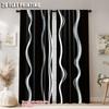 Set Of 2 Black White Stripes Polyester Curtain Bedroom Living Room Decor Fashion Semi Sheer Ideal For Great