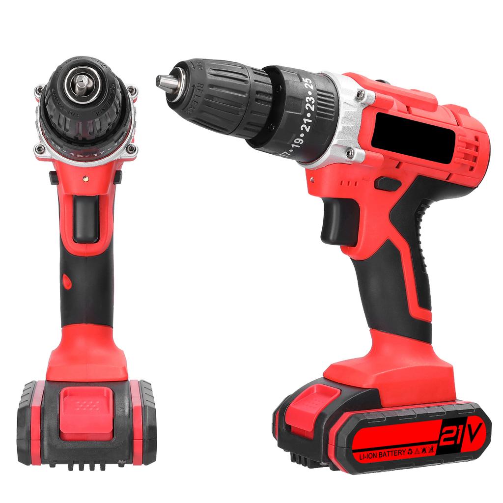 Household 3in1 Multifuctional Electric Drill Handheld Lithium Screwdriver 21V   Drill Brushed Motor 2 Speeds Control Stepless Speed Regulation Ro