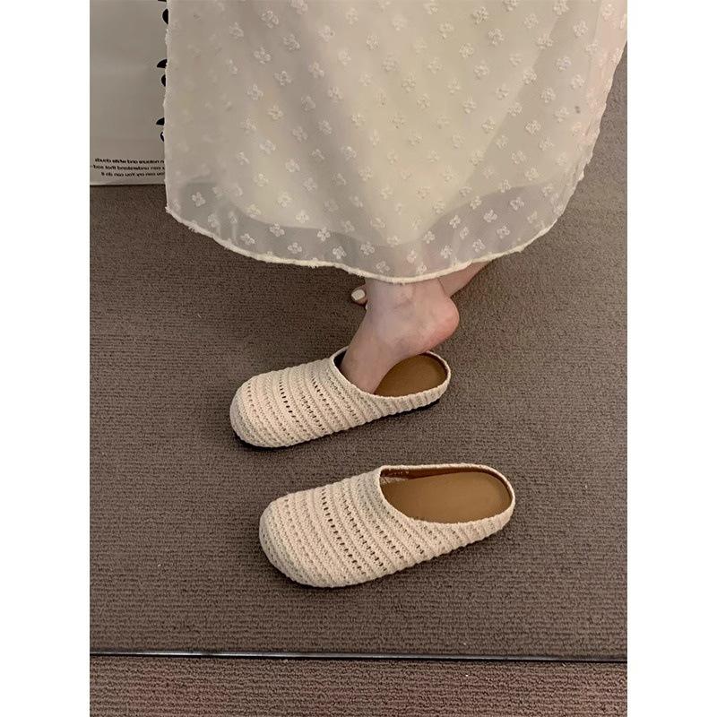 Hand-woven hollow breathable bag head half slippers women's summer sandals women's hole shoes platform women's shoes