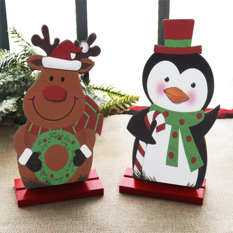 Snowman Santa Claus Wooden Ornaments Merry Christmas Table Decoration Xmas Party Kids Gift Navidad New Year 2025 Xmas Decor