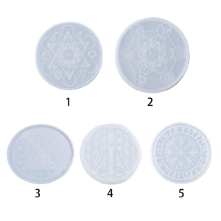 Viking Divination Rune Coaster Tray Mould Rune Stones Silicone Resin Mould