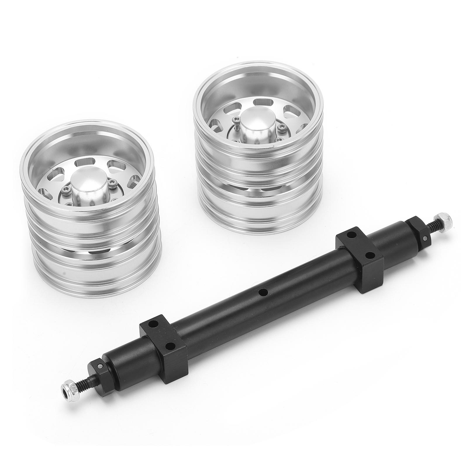 

Rear Axle Wheel Hub Kit Aluminum Alloy Silver RC Replacement Accessories for Tamiya 1/14 Tractor