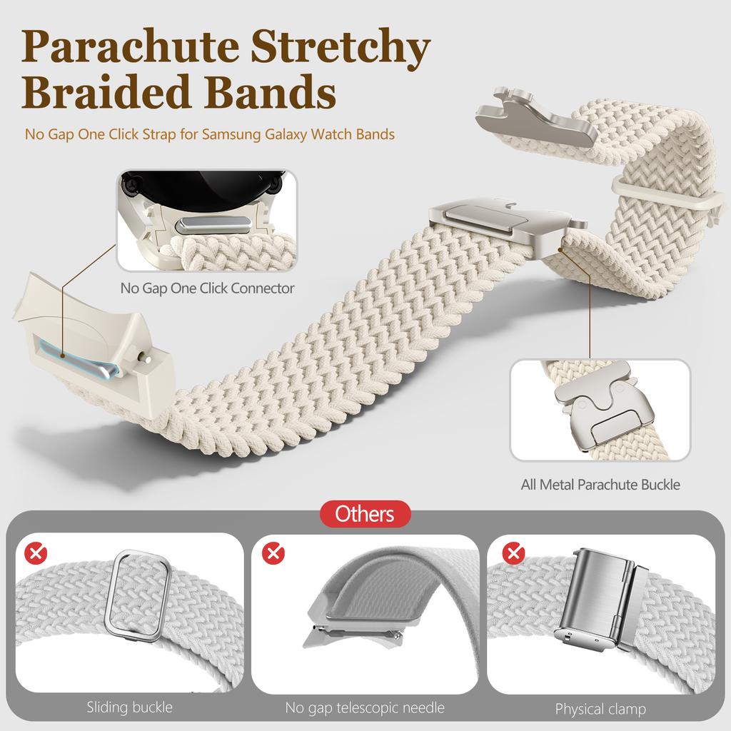 No gaps Parachute Band for Samsung Galaxy Watch 7 6 5 4 FE 5 Pro 44 45mm Braided Correa Bracelet Watch6 Classic 47mm 43mm Strap