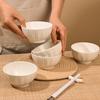 Household Ceramic Rice Bowl 4.5 Inch Japanese Stripe New Simple White Tableware High Aesthetic Underglaze Colour Solid Soup Bowl