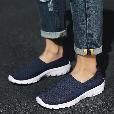 Zapatillas de Verano para Hombre Trenza Negra Zapatos Deportivos de Playa Planos Casuales Slip-on