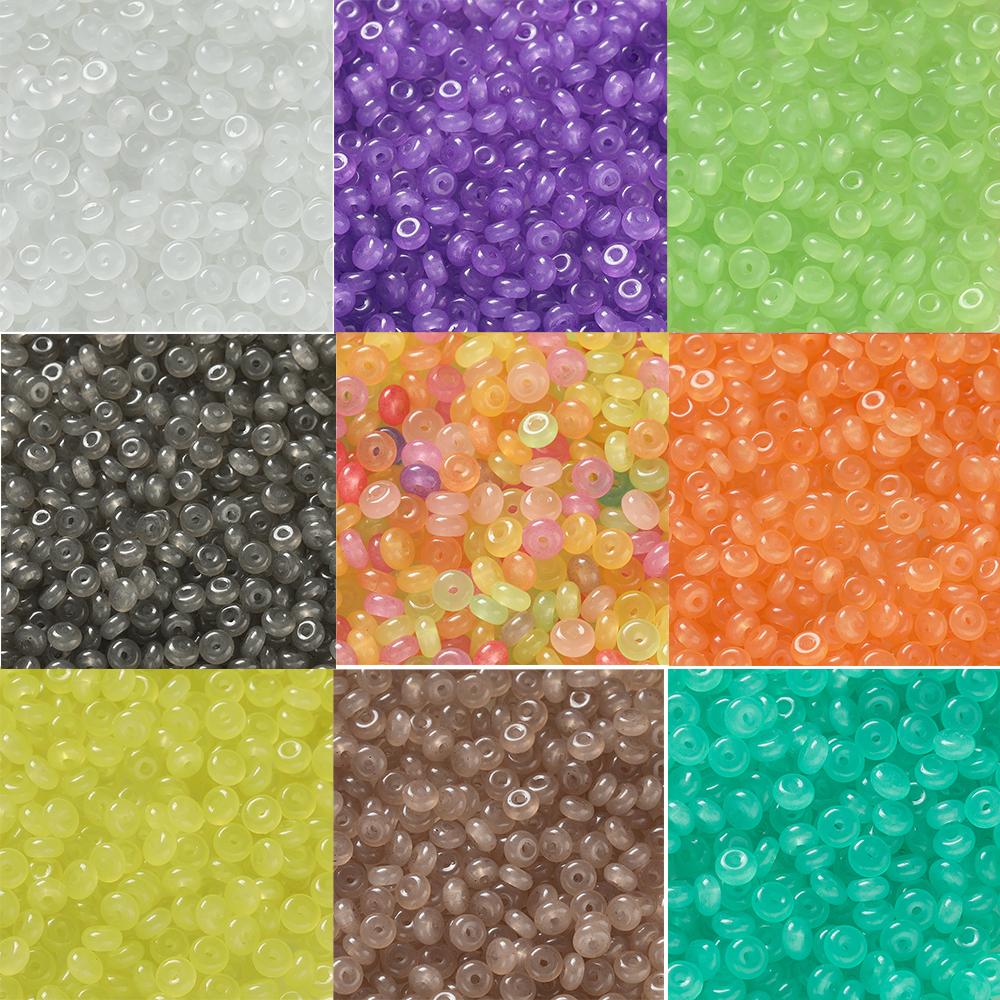 50pcs Glass Imitation Jade Beads Flat Round Spacer Beads Assortments for DIY Necklaces Bracelets Jewelry Making Accessories