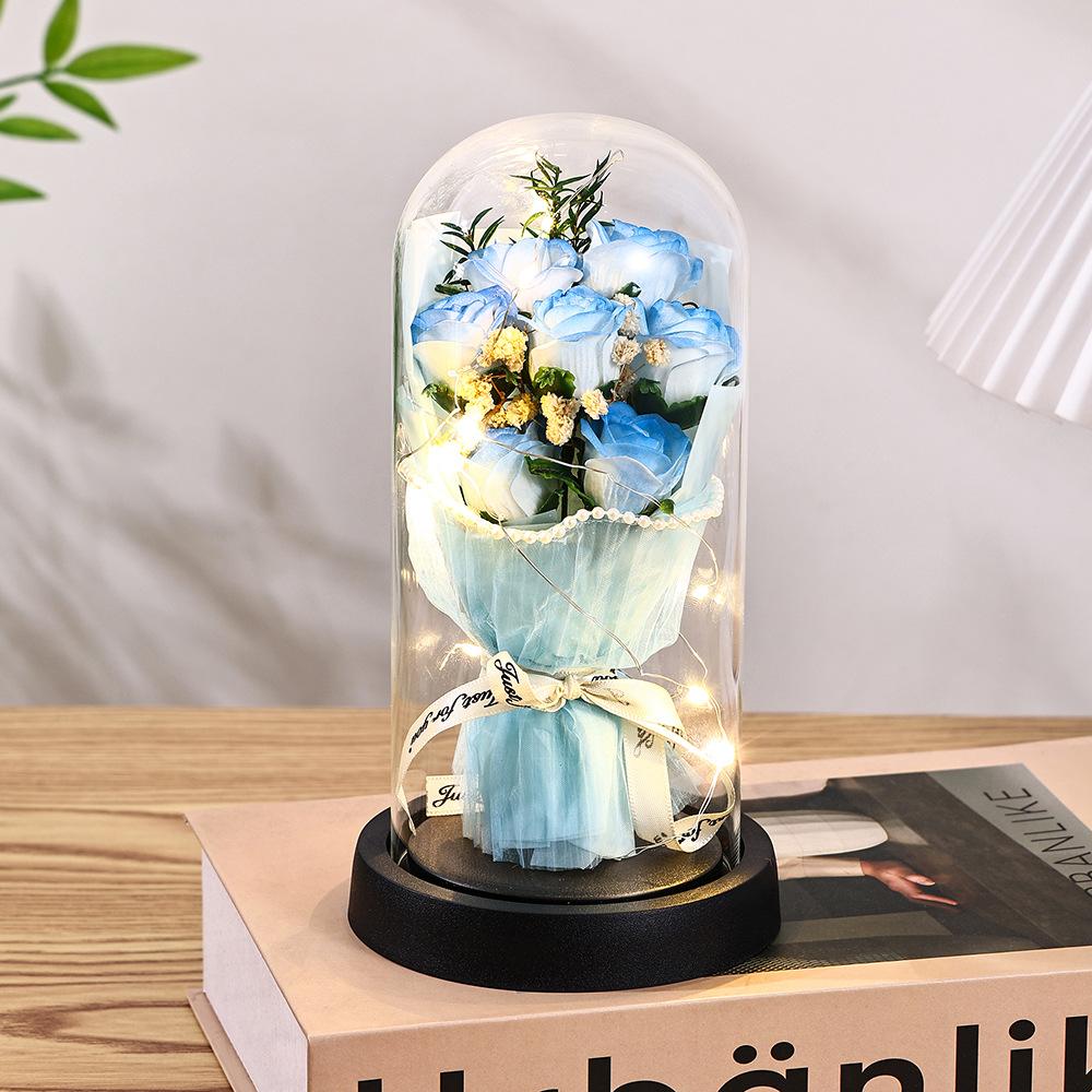 Carnation Eternal Flower Glass Cover Mother's Day Gift Dried Flower Soap Bouquet Creative Gift Ornament