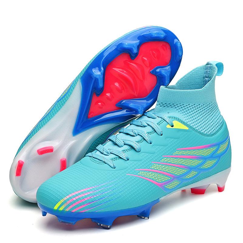 High-top football shoes tf broken nails artificial turf AG nails leather feet boys and girls children and adolescents students training shoes