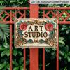 2D Flat 1pc Vintage Art Studio Aluminum Sign, 8X12 Inch Decorative Metal Plaque, Motivational Wall Art for Home, Garden, Bar, Cafe, Farm, Bathroom