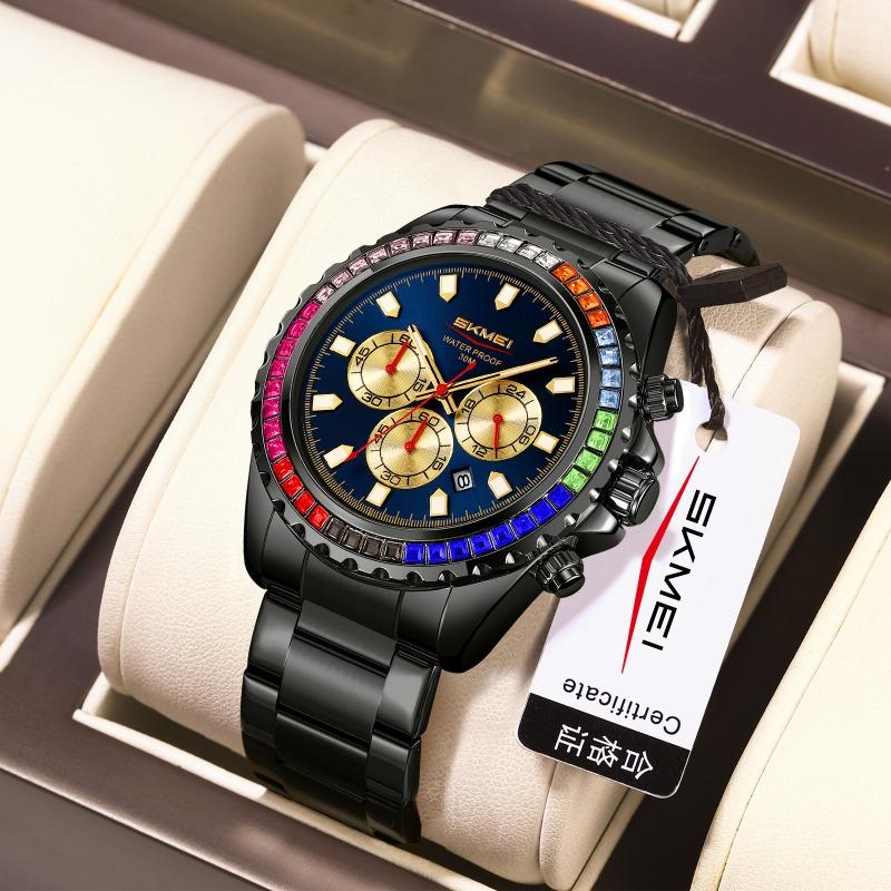 Men's quartz watch waterproof luminous fashion business diamond-encrusted high-end watch quartz men's