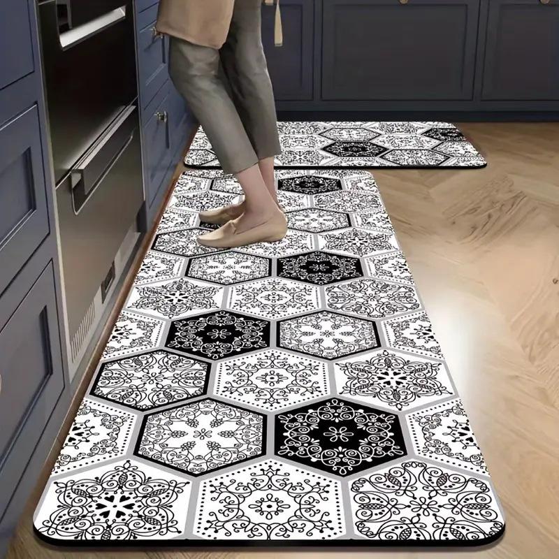 Retro Pattern Diatom Mud Floor Mat, Special Oil-Proof Water-Absorbing Quick-Drying And Easy-Cleaning Floor Mat For Kitchen