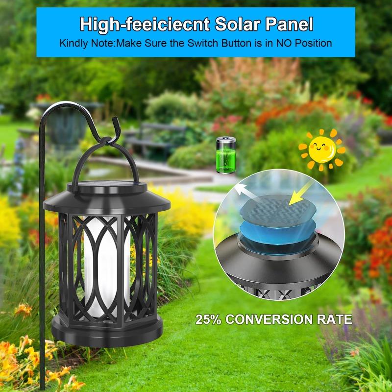 1PC Solar Flickering Flame Lantern Lights IP65 Waterproof Outdoor Hanging Lamp Solar Powered Patio Yard Garden Landscape Decor