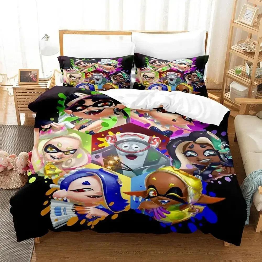 Kawaii Game Splatoon 3 Sleep Bedding Collection Single Size Twin Size Full Queen Dimension King Size Size Bed Collection Adult Kid Bedroom Duvet cover