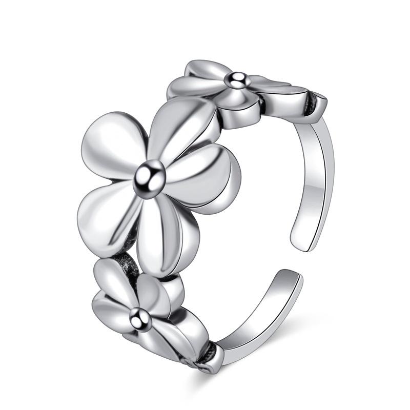 Punk Sterling Fashionable Jewelry Silver Color Flower Rings For Women Bridal Wedding Occasion Birthday Creative Stylish Jz466Punk Jewelry