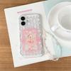 New 2026 INS Pink Ballet Bunny Lace Phone Case For iPhone 17 16 15 14 Pro Max with Rhinestone and Beaded Chain Shockproof Cover