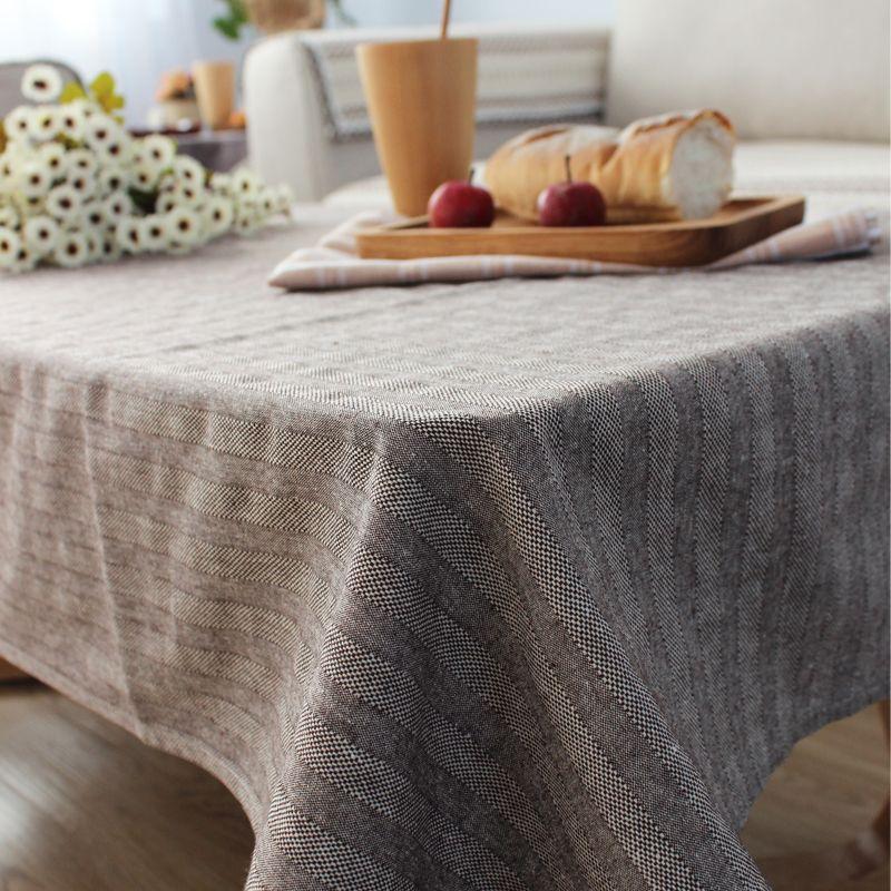 

Modern Minimalist Japanese Style Stripes Tablecloth Fabric Rectangular Coffee Table Solid Color and Plain Cotton Linen Tablecloth Square Tablecloth Coffee 90*90cm