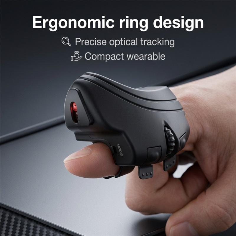 Finger Ring Mouse 1000DPI Easy Control High Efficiency Wireless Finger Ring Mouse Portable Rechargeable 2.4GHz for Office